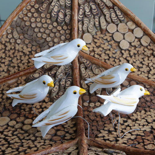 Hope Doves White Wood Dove Ornaments (Set of 5)