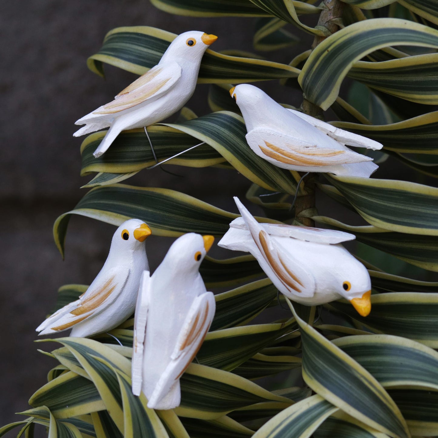 Hope Doves White Wood Dove Ornaments (Set of 5)