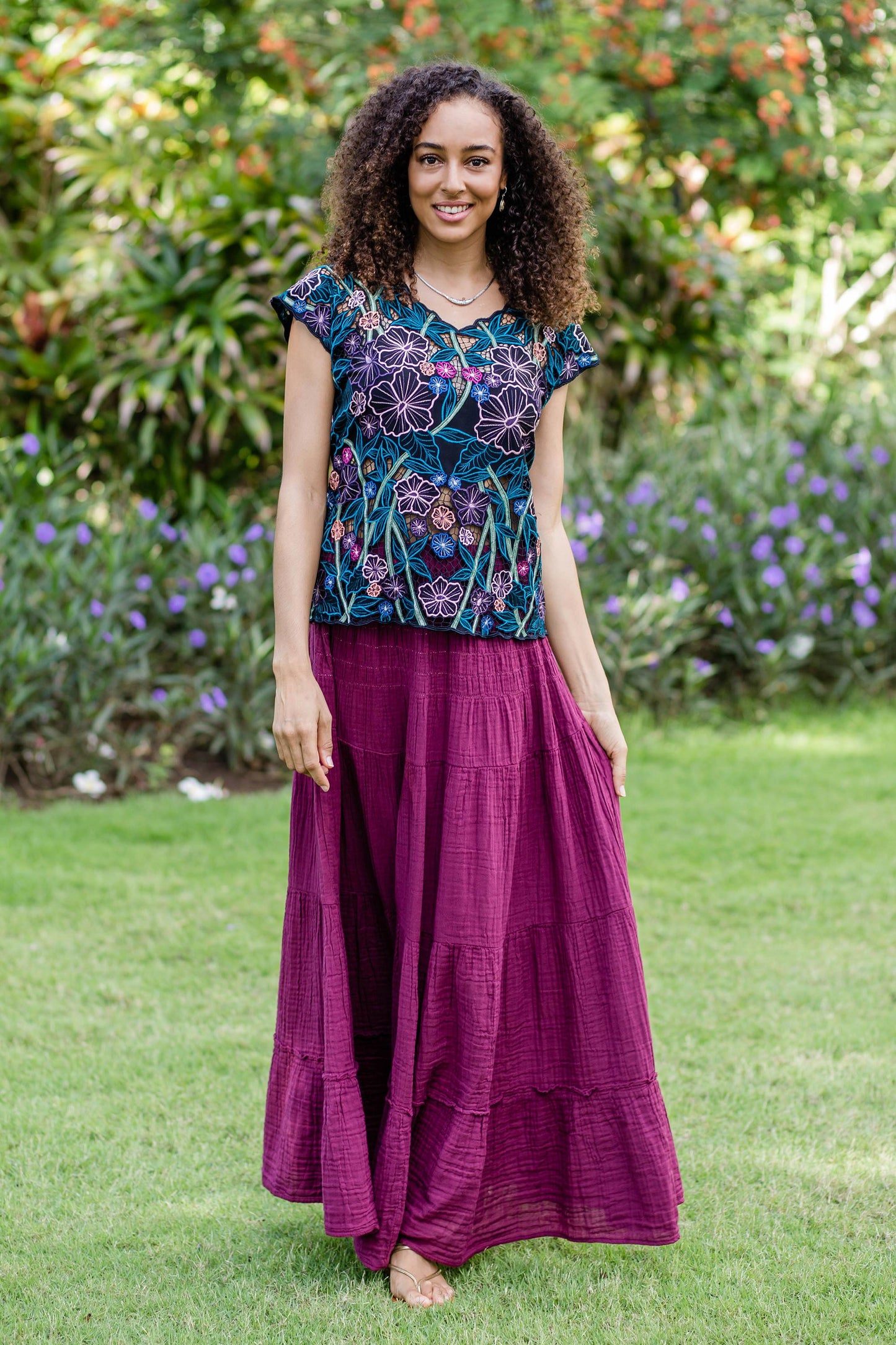 A Day Out in Mulberry Thai Cotton Double Gauze Skirt