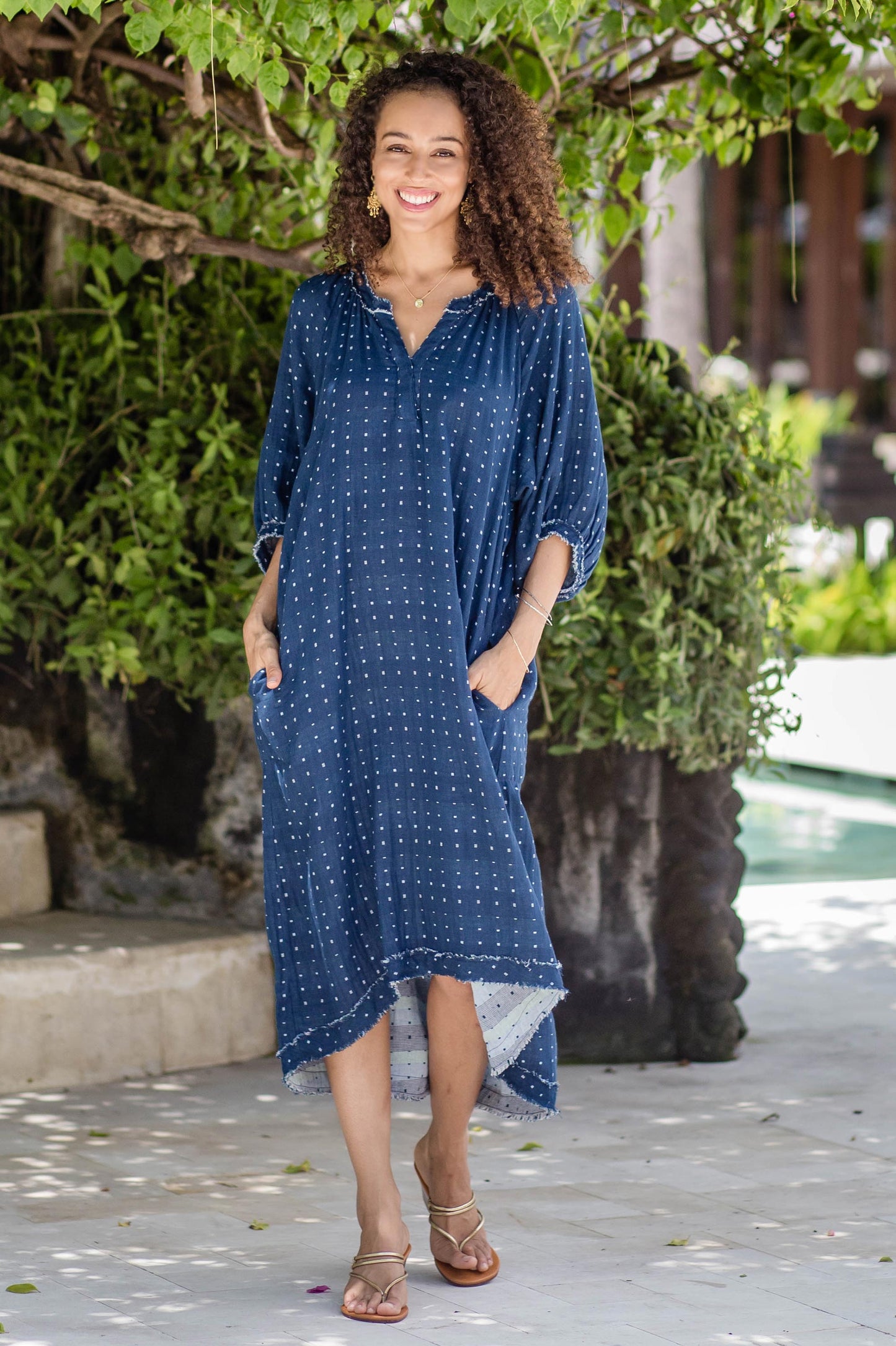 Chao Phraya Shores Tunic-Style Cotton Dress