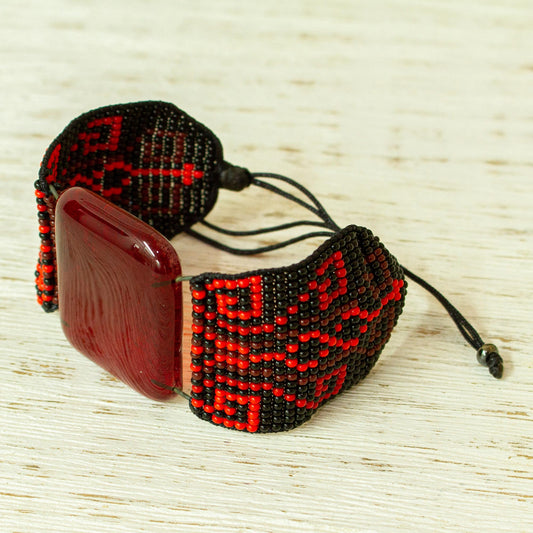 Codices in Red Red and Black Glass Bracelet