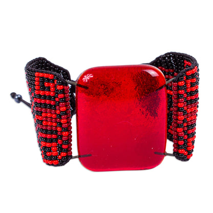 Codices in Red Red and Black Glass Bracelet