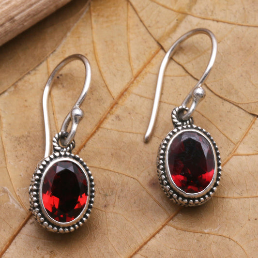 Soft Music in Red Handcrafted Sterling Silver and Garnet Dangle Earrings