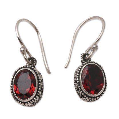 Soft Music in Red Handcrafted Sterling Silver and Garnet Dangle Earrings