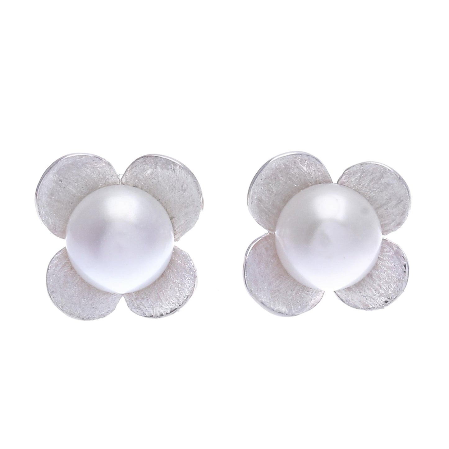 Pearl Oasis Cultured Pearl and Sterling Silver Floral-Motif Earrings