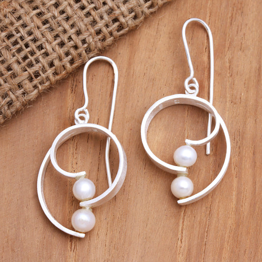 Affectionate Afternoon Hand Crafted Cultured Pearl Dangle Earrings