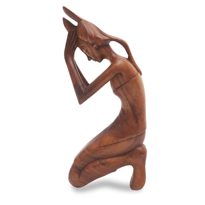 Praying Woman Wood statuette