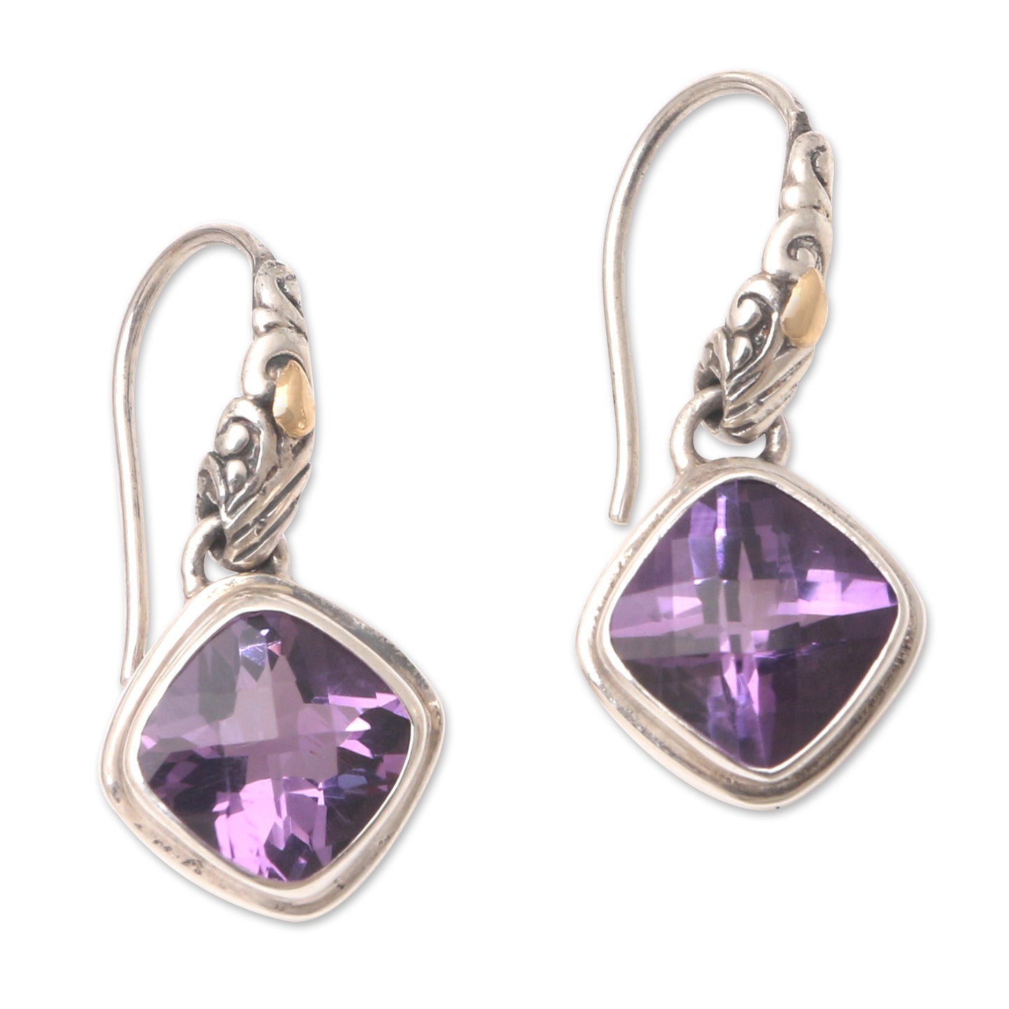 Everlasting Reign Gold-Accented Amethyst Dangle Earrings