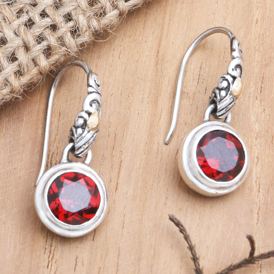 Tropical Color in Volcano Gold-Accented Garnet Dangle Earrings