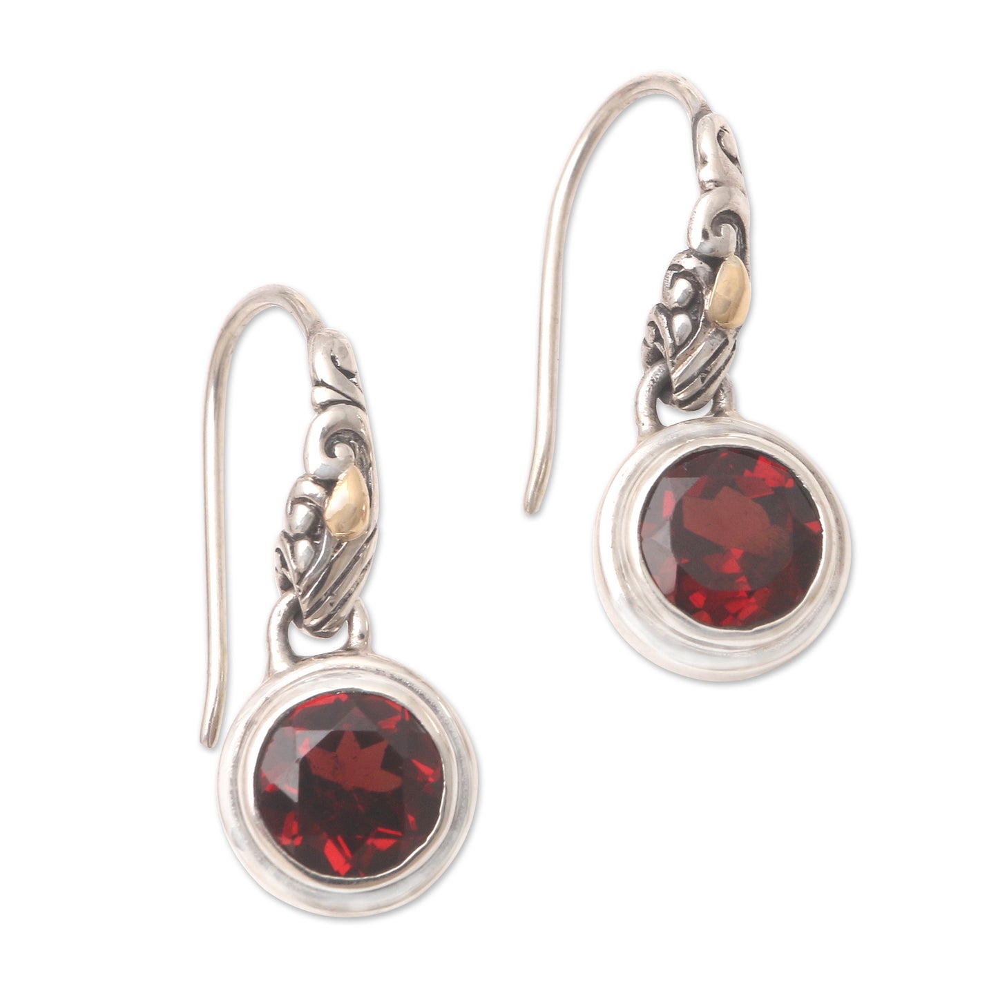 Tropical Color in Volcano Gold-Accented Garnet Dangle Earrings