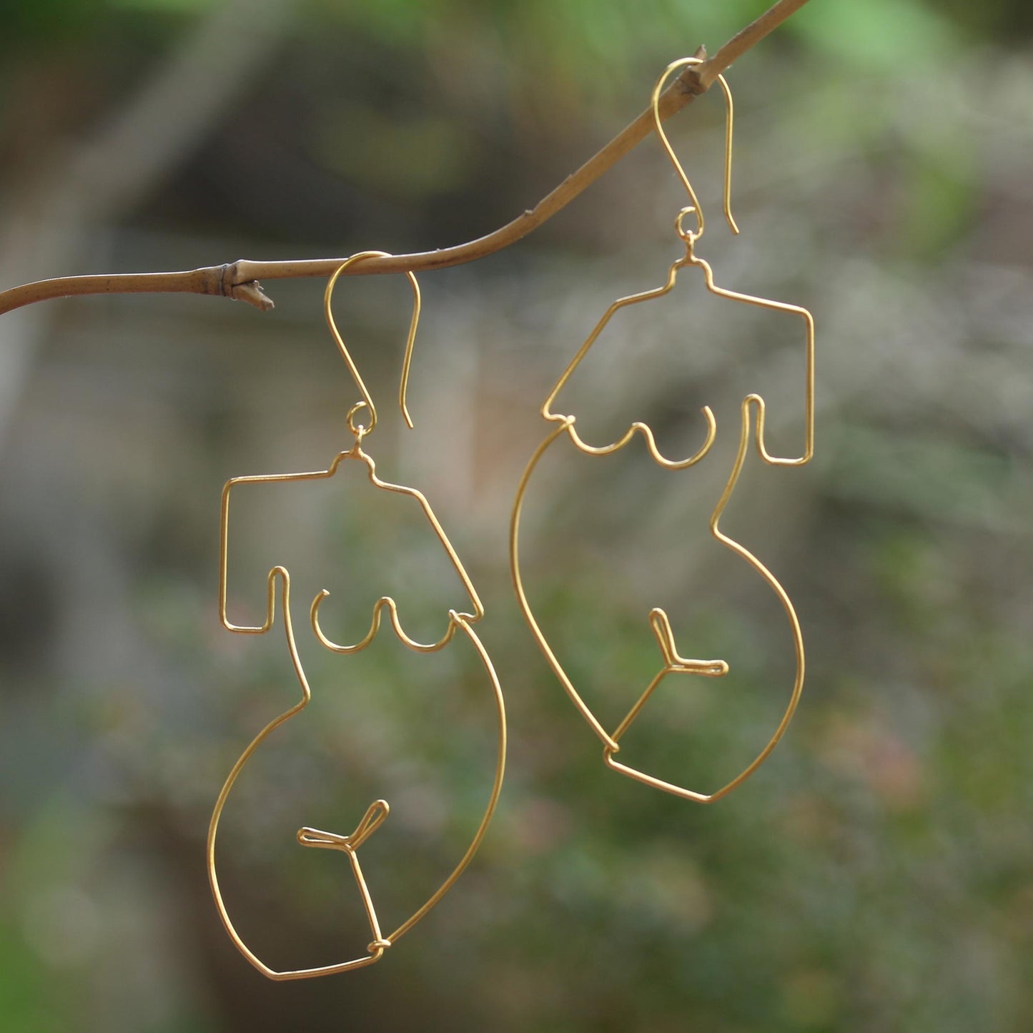 You Are Beautiful Gold-Plated Female Figure Dangle Earrings