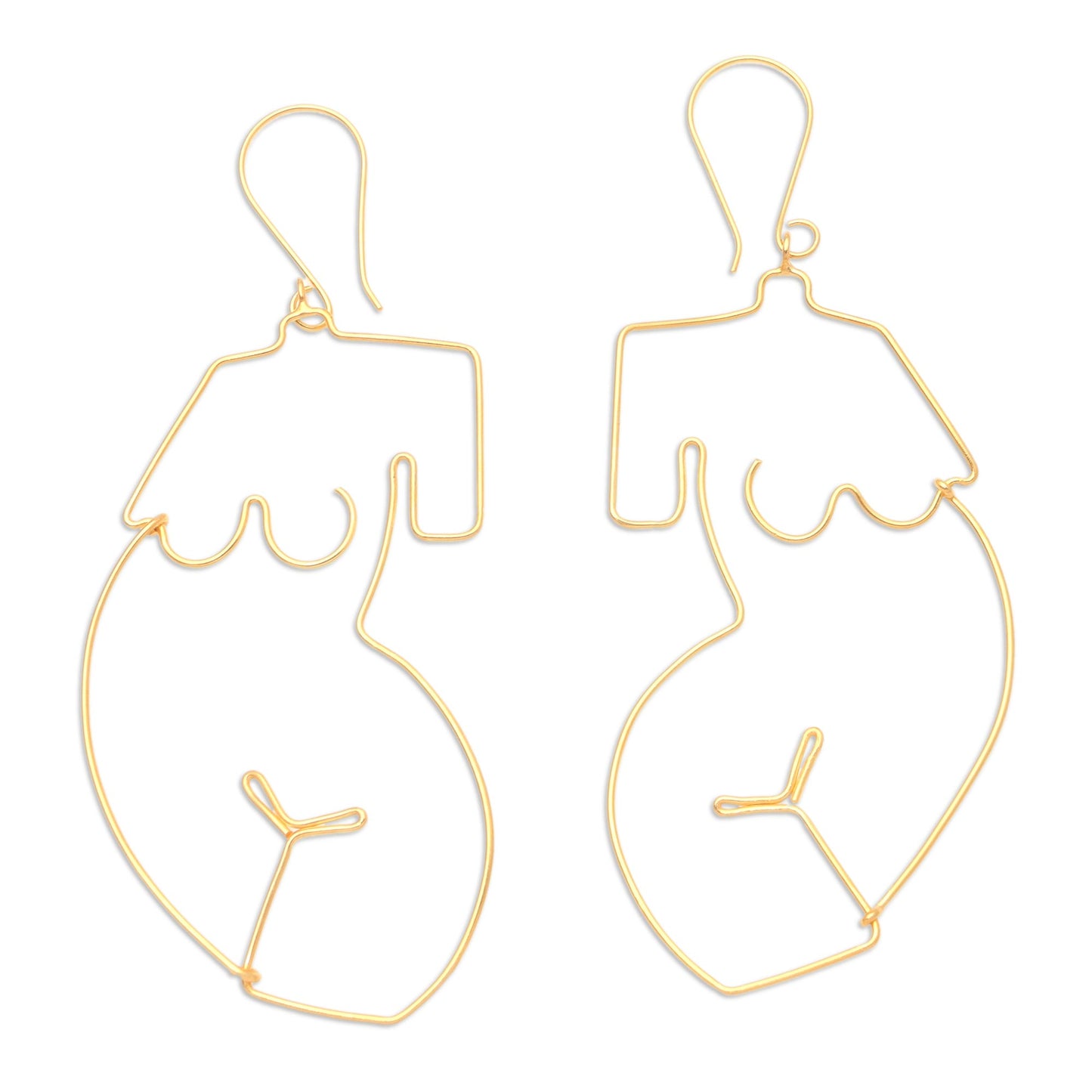 You Are Beautiful Gold-Plated Female Figure Dangle Earrings