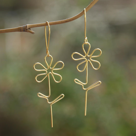 Make My Day Hand Made Gold-Plated Floral Earrings