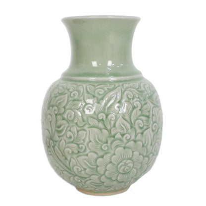 Jade Landscape Celadon Ceramic Vase