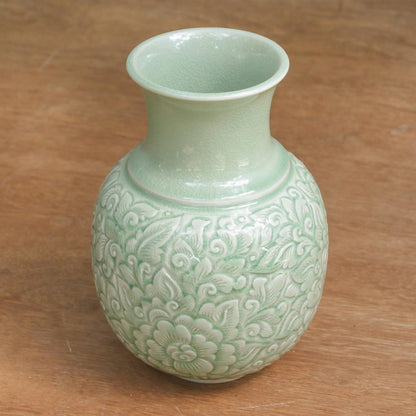 Jade Landscape Celadon Ceramic Vase