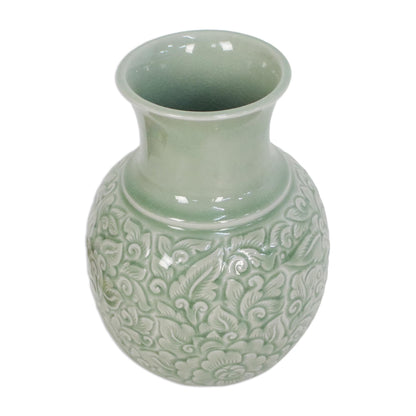 Jade Landscape Celadon Ceramic Vase