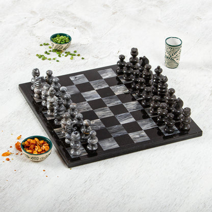 Check in Gray Handcrafted Mexican Marble Chess Set Game