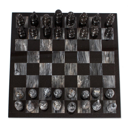 Check in Gray Handcrafted Mexican Marble Chess Set Game