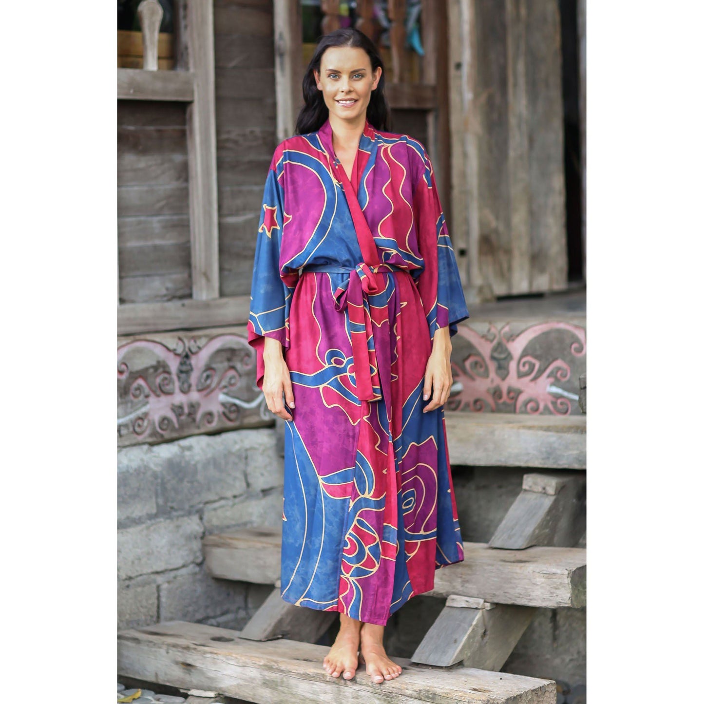 Balinese Bird Women's Batik Long Robe