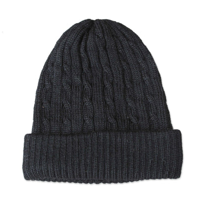 Black Braid Cascade 100% alpaca hat