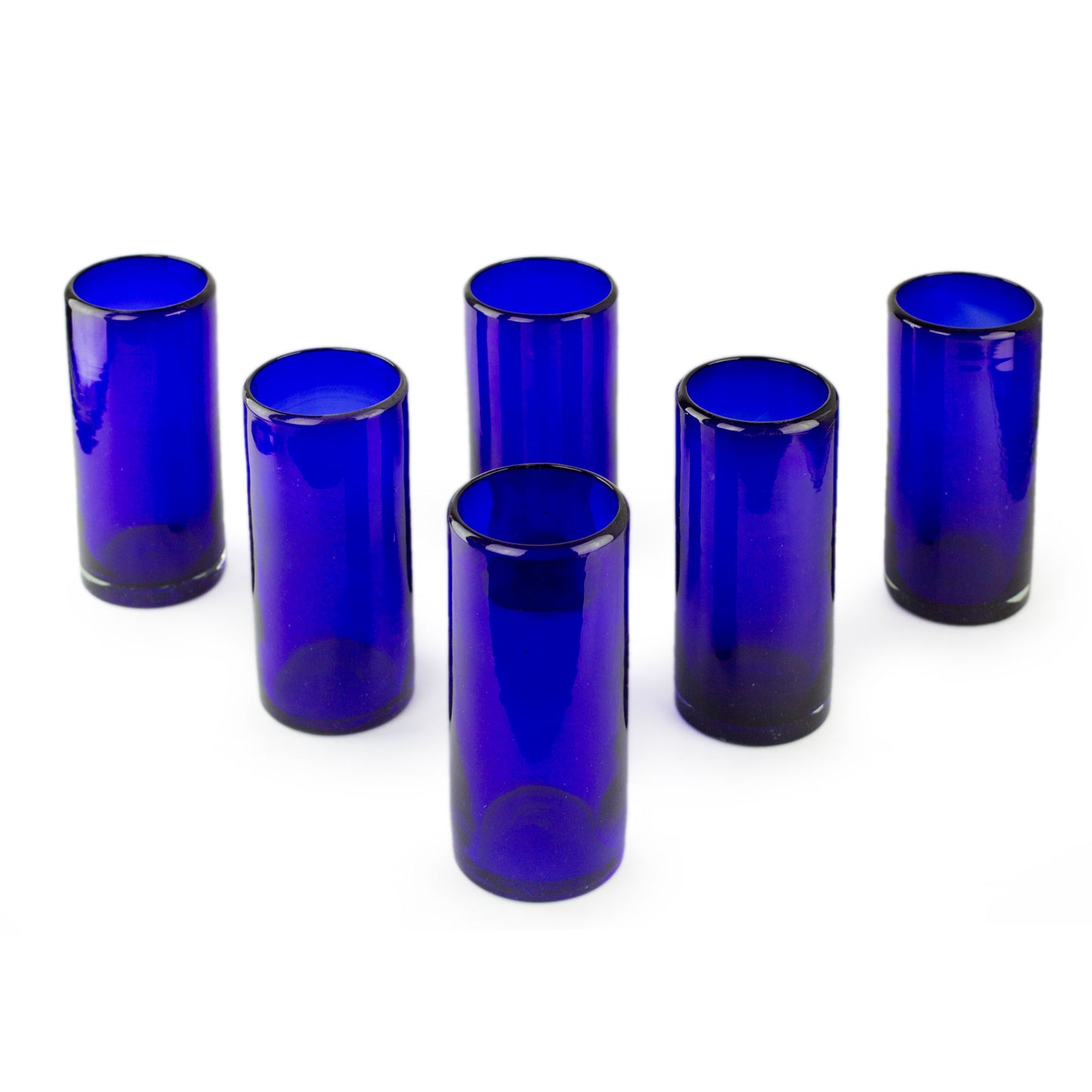 Pure Cobalt Blue Handblown Glass Cocktail Drinkware (Set of 6)