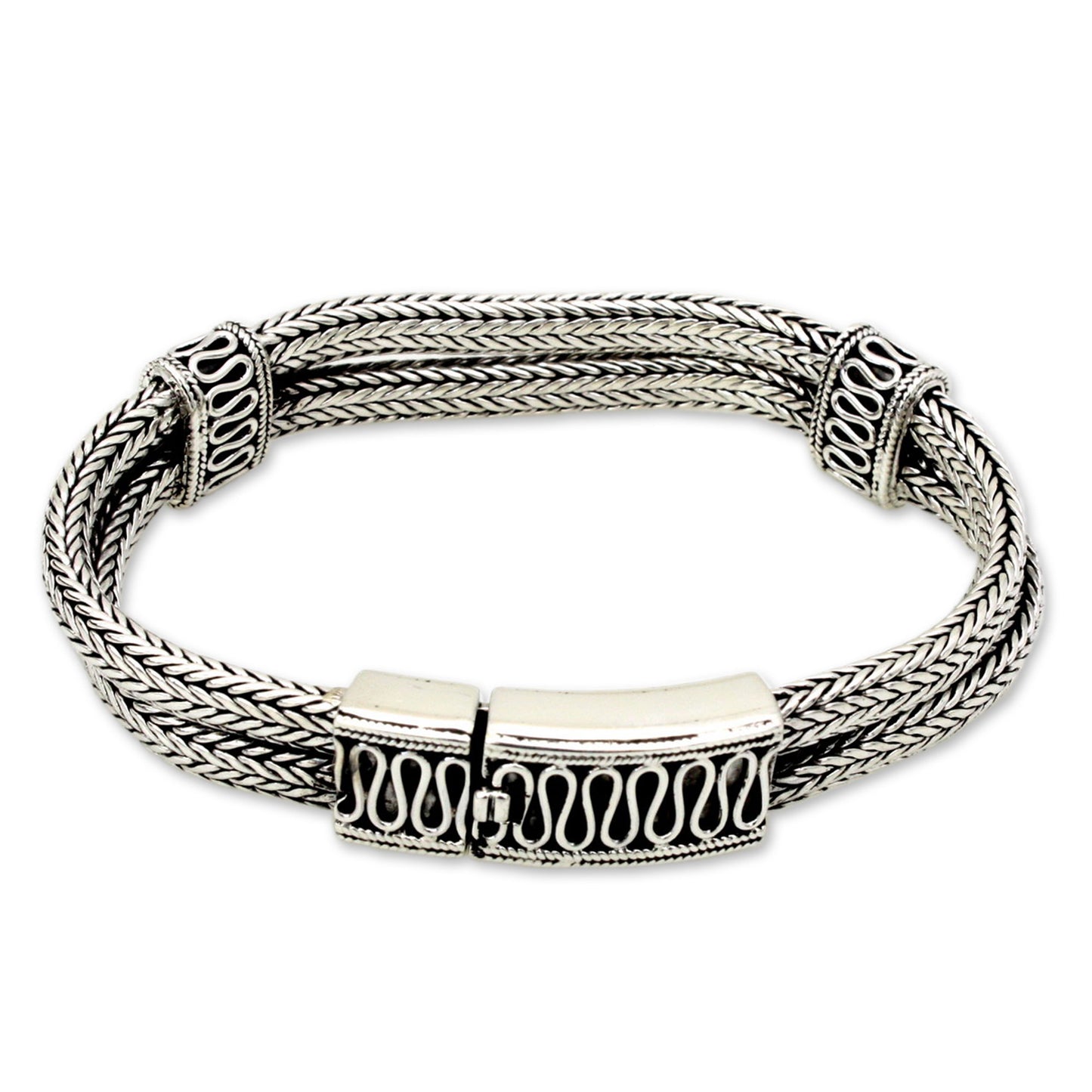 Rivers of Life Silver Cuff Bracelet