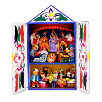 Chapel of Santa Ana Folk Art Retablo Peruvian Nativity Scene