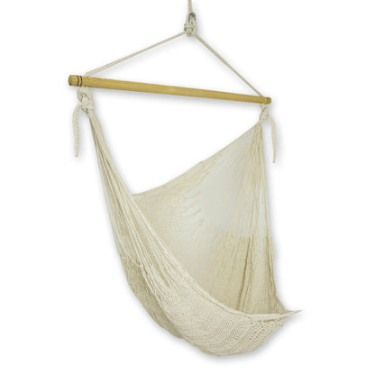 Deserted Beach Unique Mexican Ivory Cotton Swing Hammock