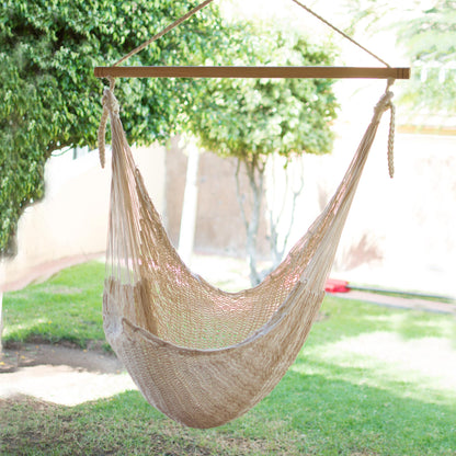 Deserted Beach Unique Mexican Ivory Cotton Swing Hammock