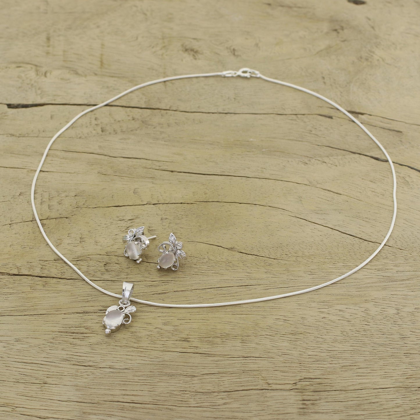 Midnight Leaves Sterling Silver Jewelry Set