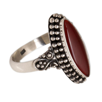 Fire and Courage Sterling Silver and Carnelian Ring