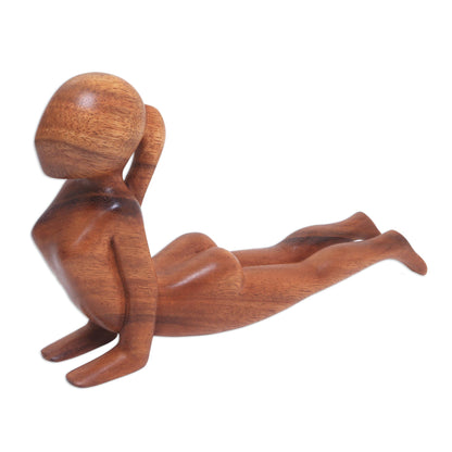 Cobra Yoga Pose Suar Wood Meditation Sculpture