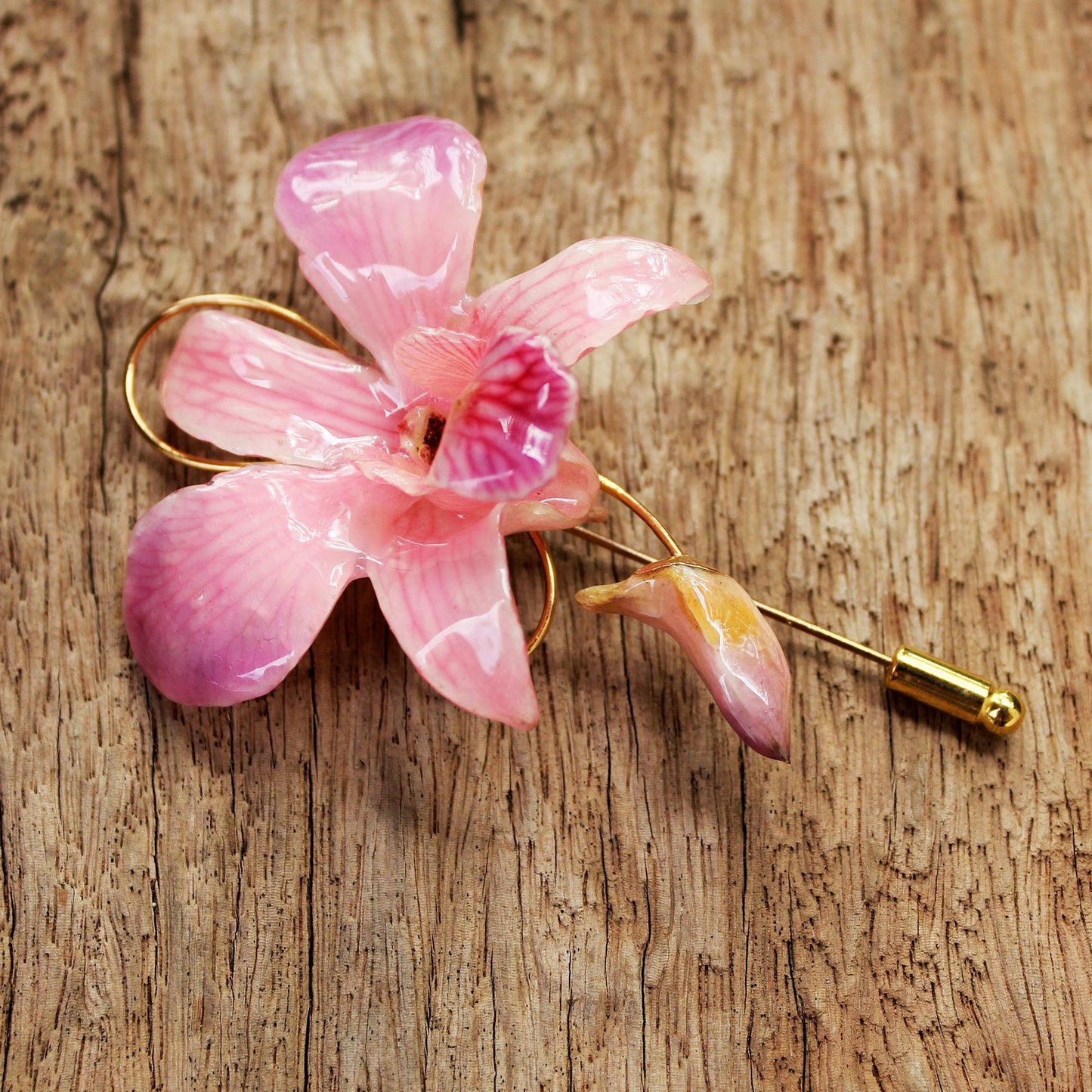 Eternal Orchid Gold Plated Flower Brooch