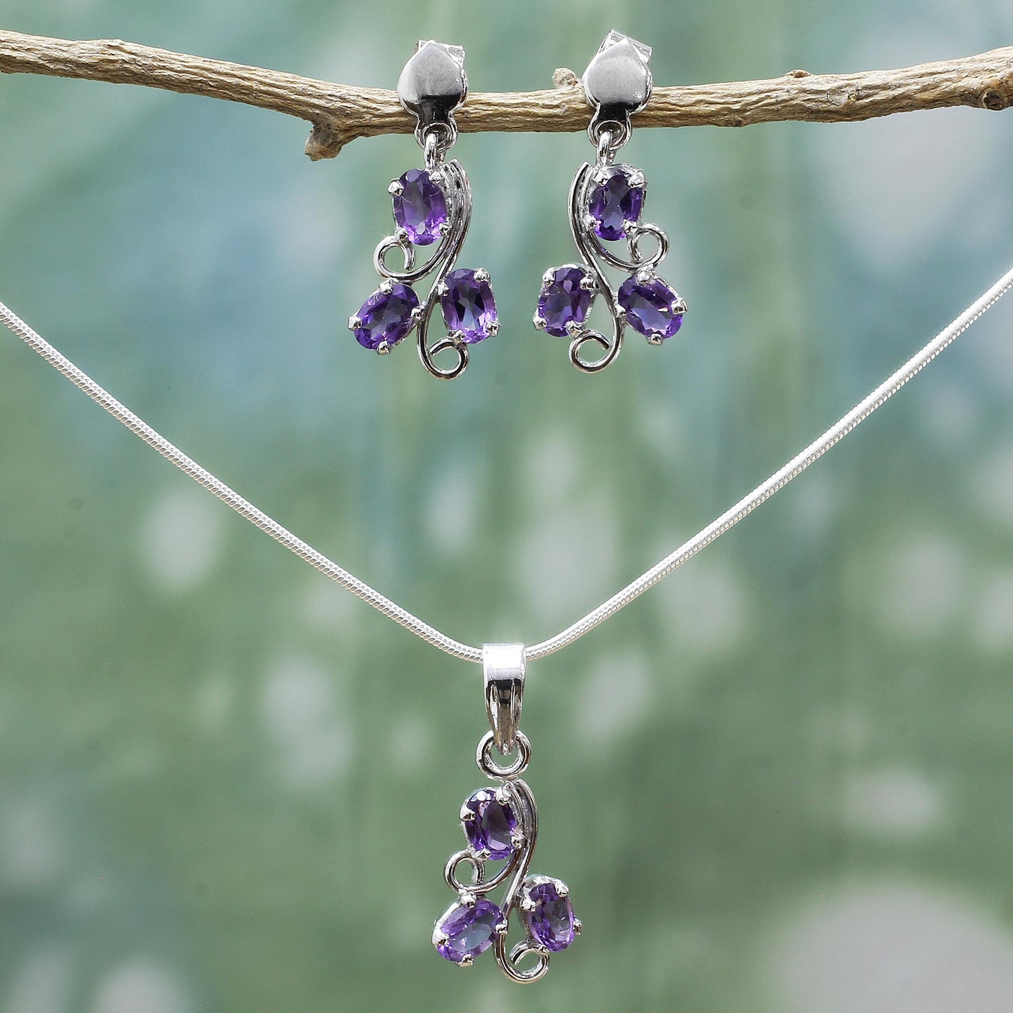 Mystical Blooms Amethyst Jewelry Set