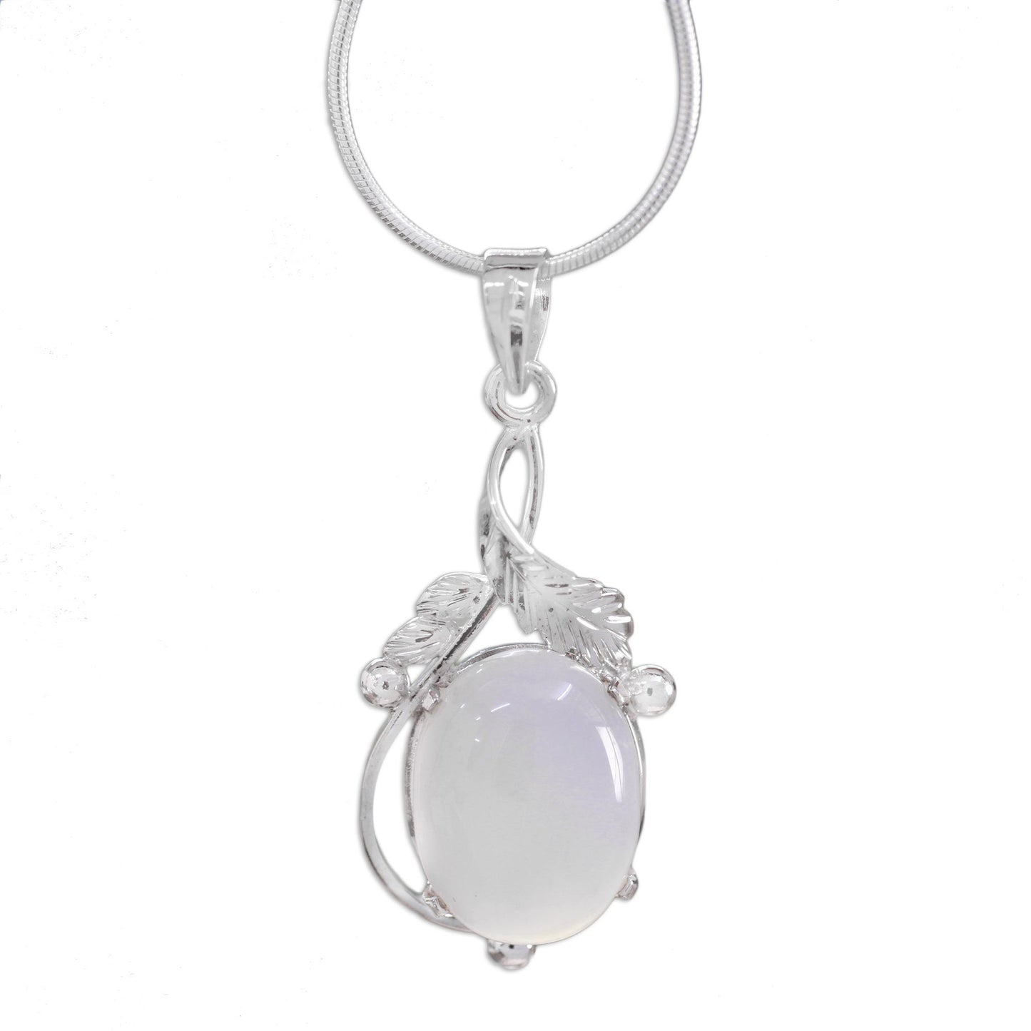 Moon Goddess Charm Chalcedony Necklace Sterling Silver Artisan Jewelry