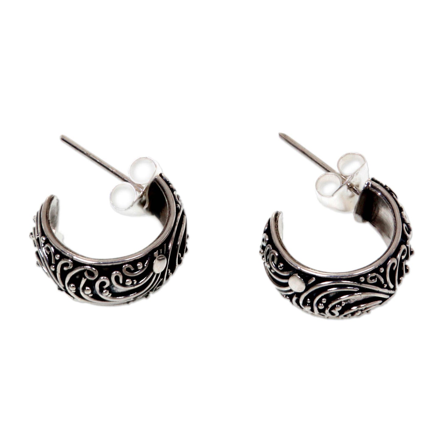 Prairie Sterling Silver Half Hoop Earrings from Indonesia