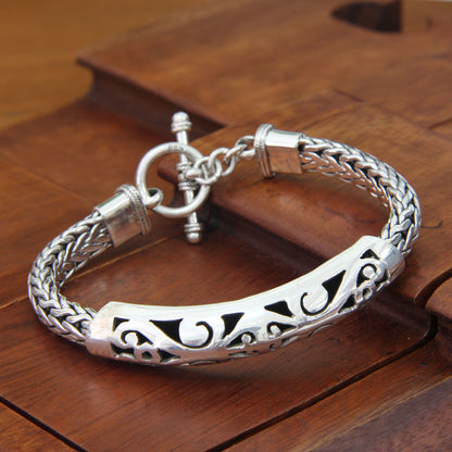 Mystic Symbols Sterling Silver Braided Bracelet