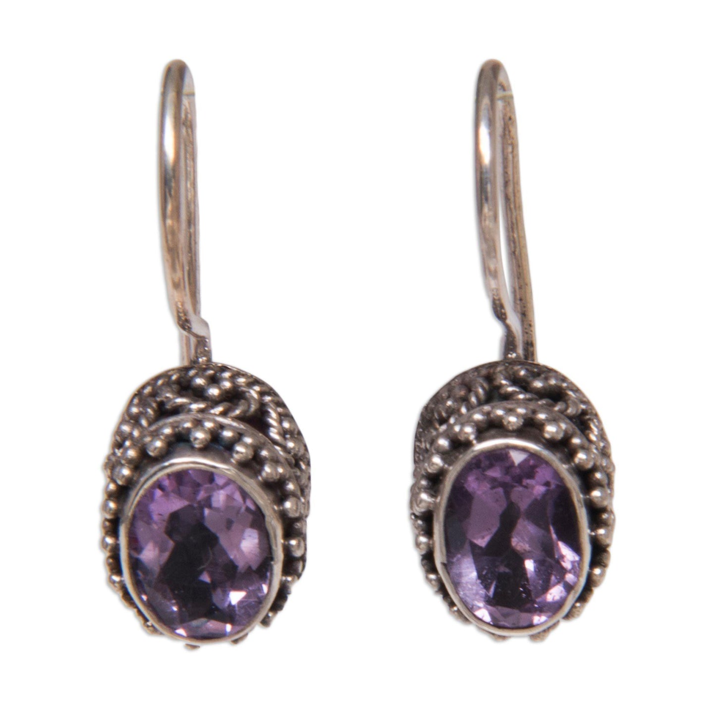 NOVICA - Amethyst & Sterling Silver Drop Earrings