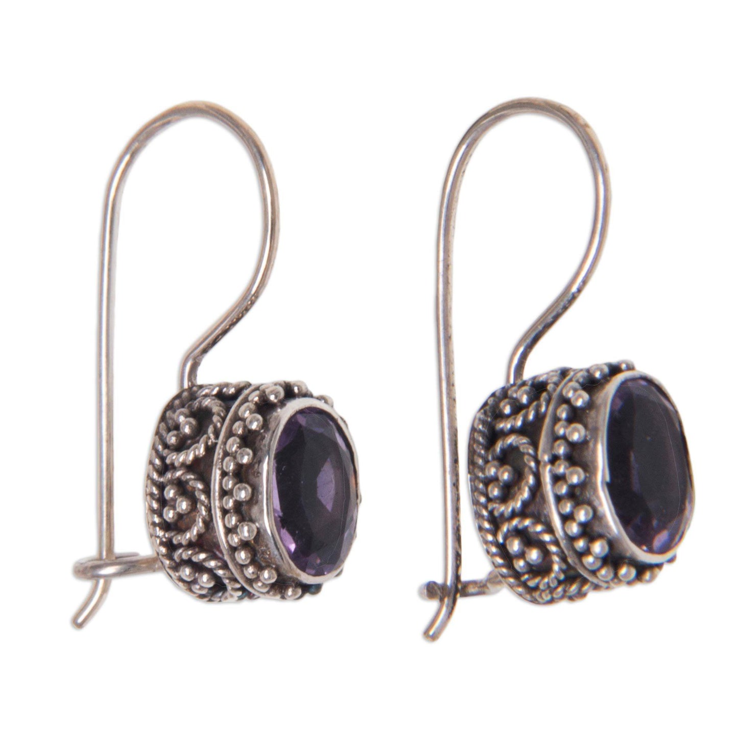 NOVICA - Amethyst & Sterling Silver Drop Earrings