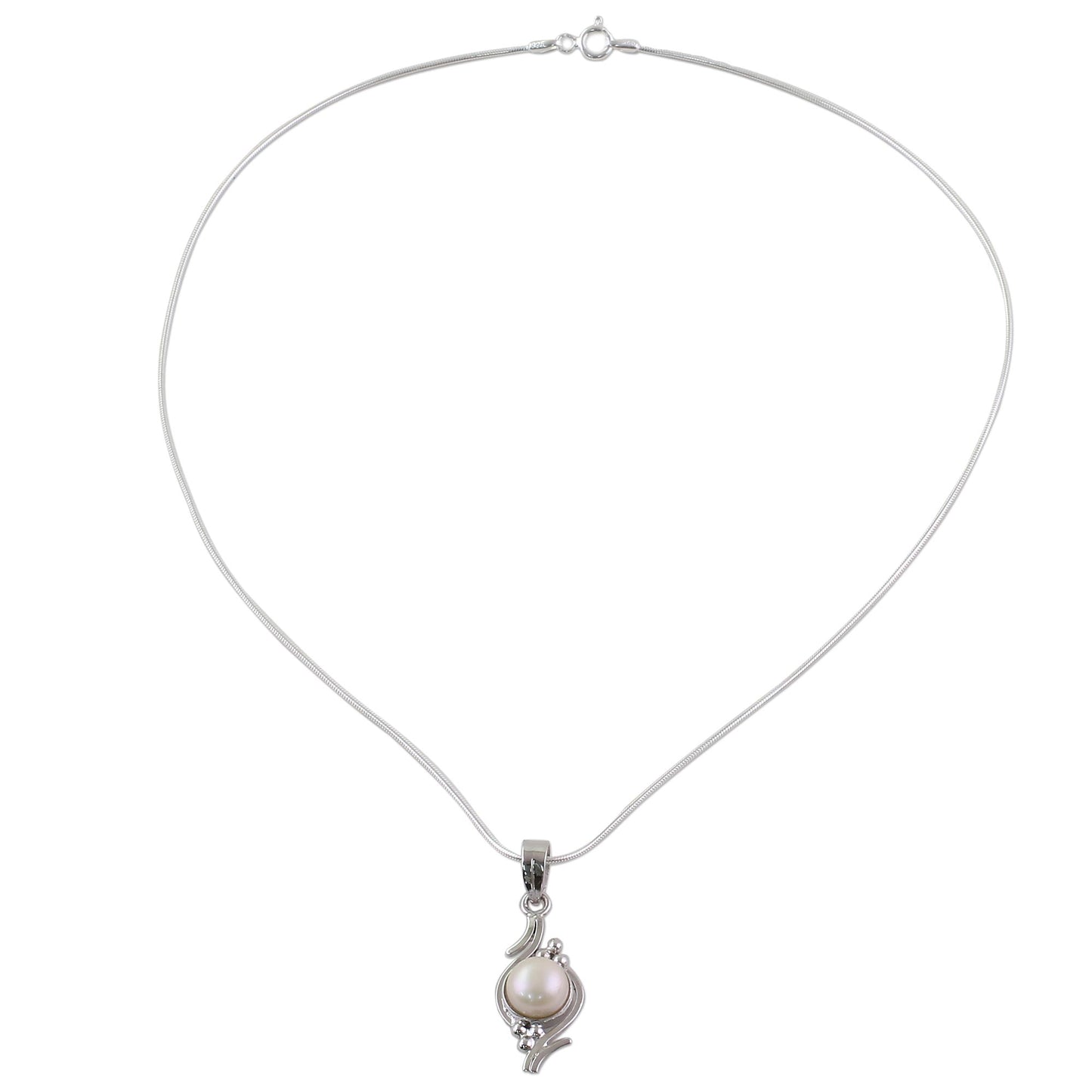 Lightning Cloud Pearl on Sterling Silver Necklace Bridal Jewelry