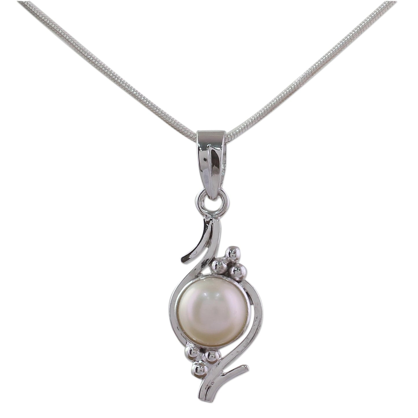 Lightning Cloud Pearl on Sterling Silver Necklace Bridal Jewelry