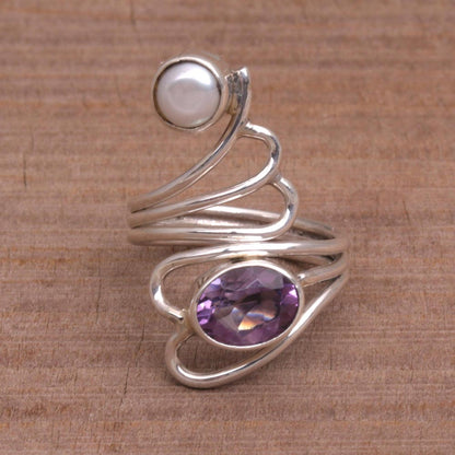 Pure in Heart Amethyst and Pearl Ring