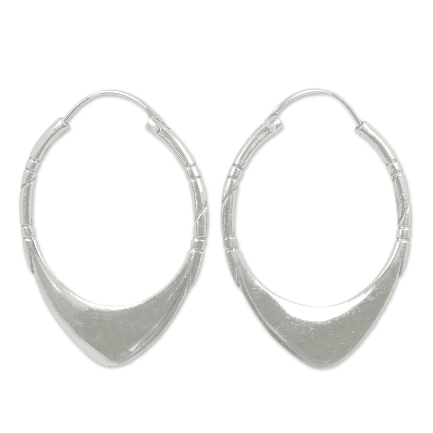 Silver Boomerang Sterling Silver Oval Earrings