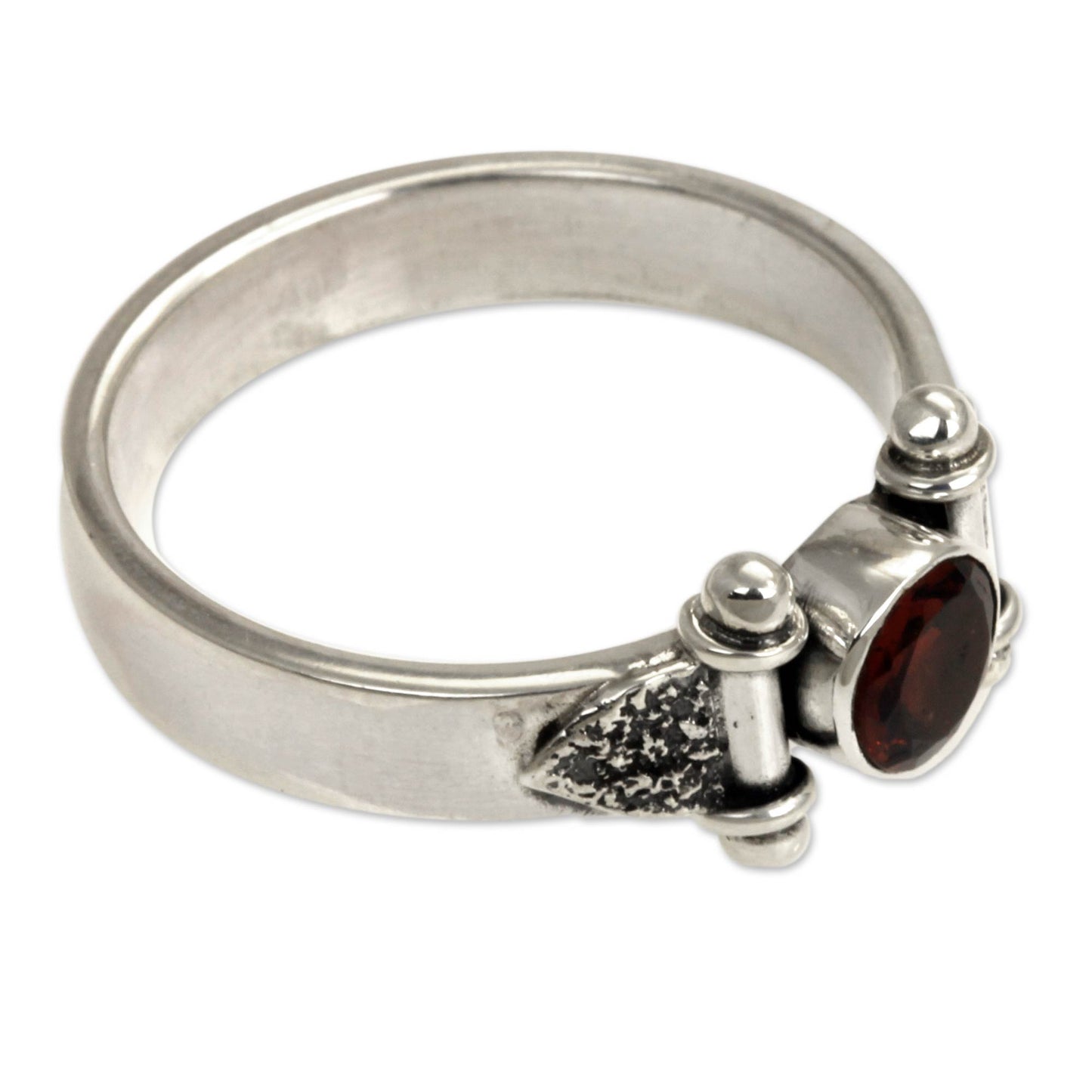 Mystical Eye Silver & Garnet Solitaire Ring