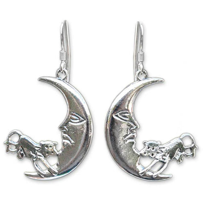 Cow in the Moon Sterling Silver Earrings