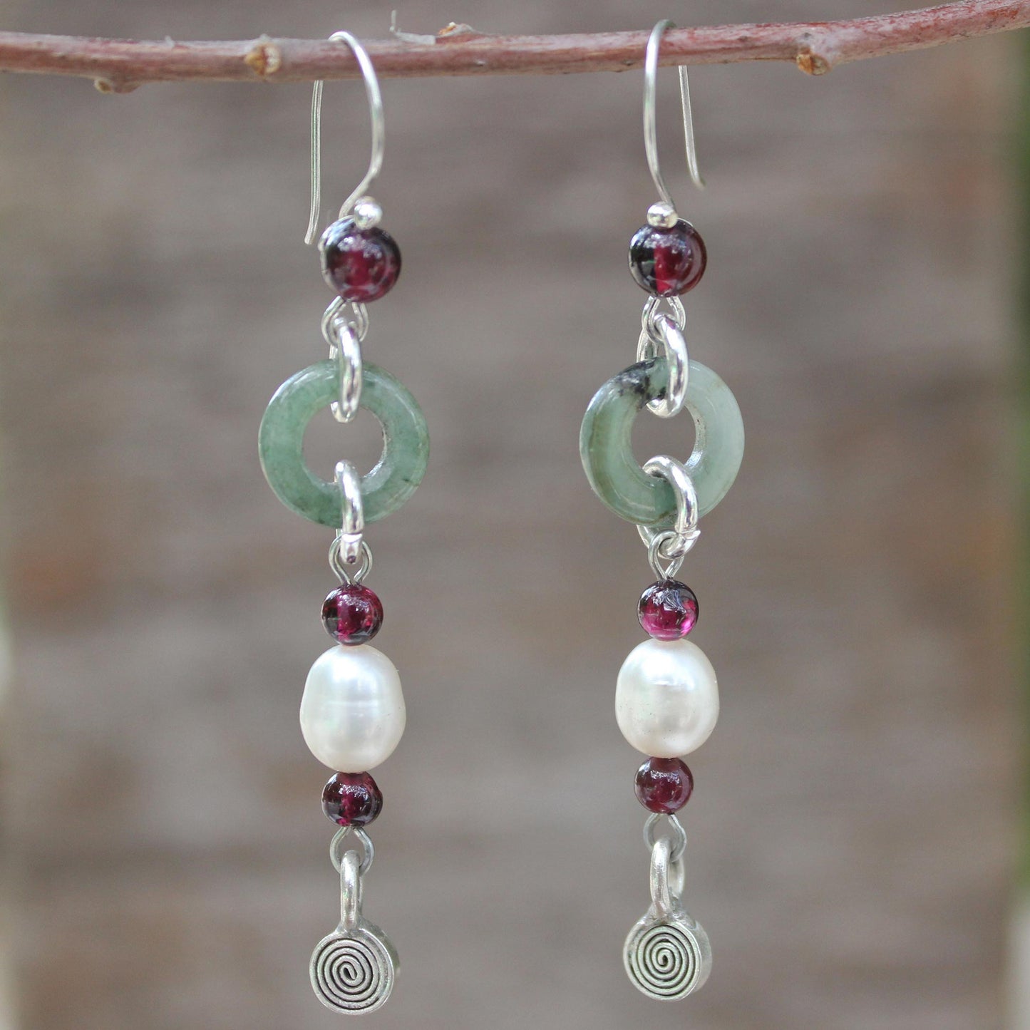 Clouds of Pearl Multi-Gem Sterling Silver Beaded Earrings