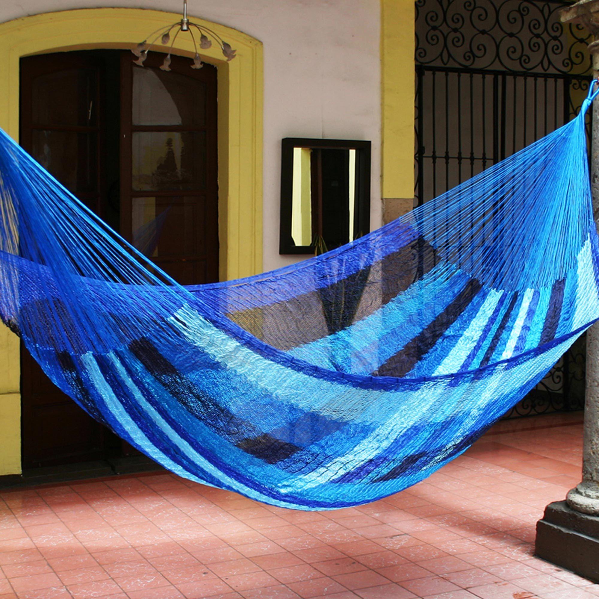 Mayan Ropes Blue Caribbean Hand Woven Mayan Rope 2 Person Hammock | The Animal ...