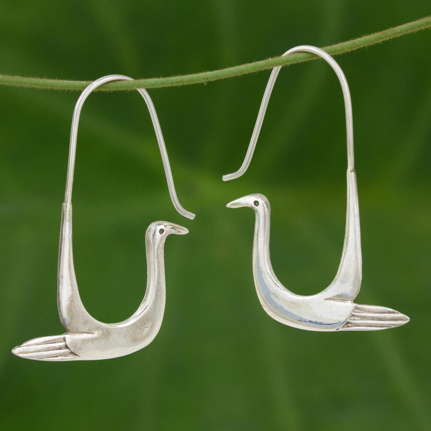 Sterling Silver Dove Hoop Earrings