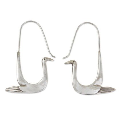 Sterling Silver Dove Hoop Earrings