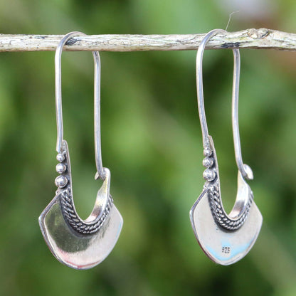 Hollow Bell Sterling Silver Hoop Earrings